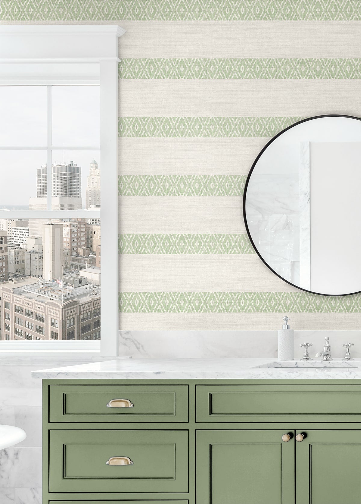 Alani Geo Stripe Embossed Vinyl Unpasted Wallpaper