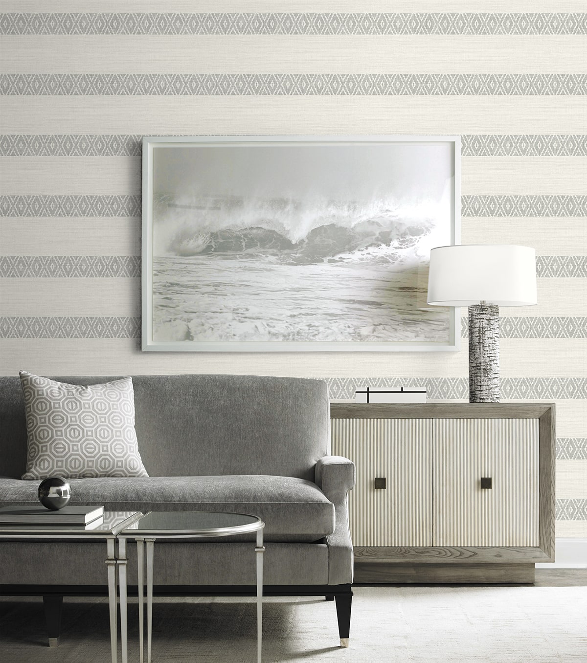 Alani Geo Stripe Embossed Vinyl Unpasted Wallpaper