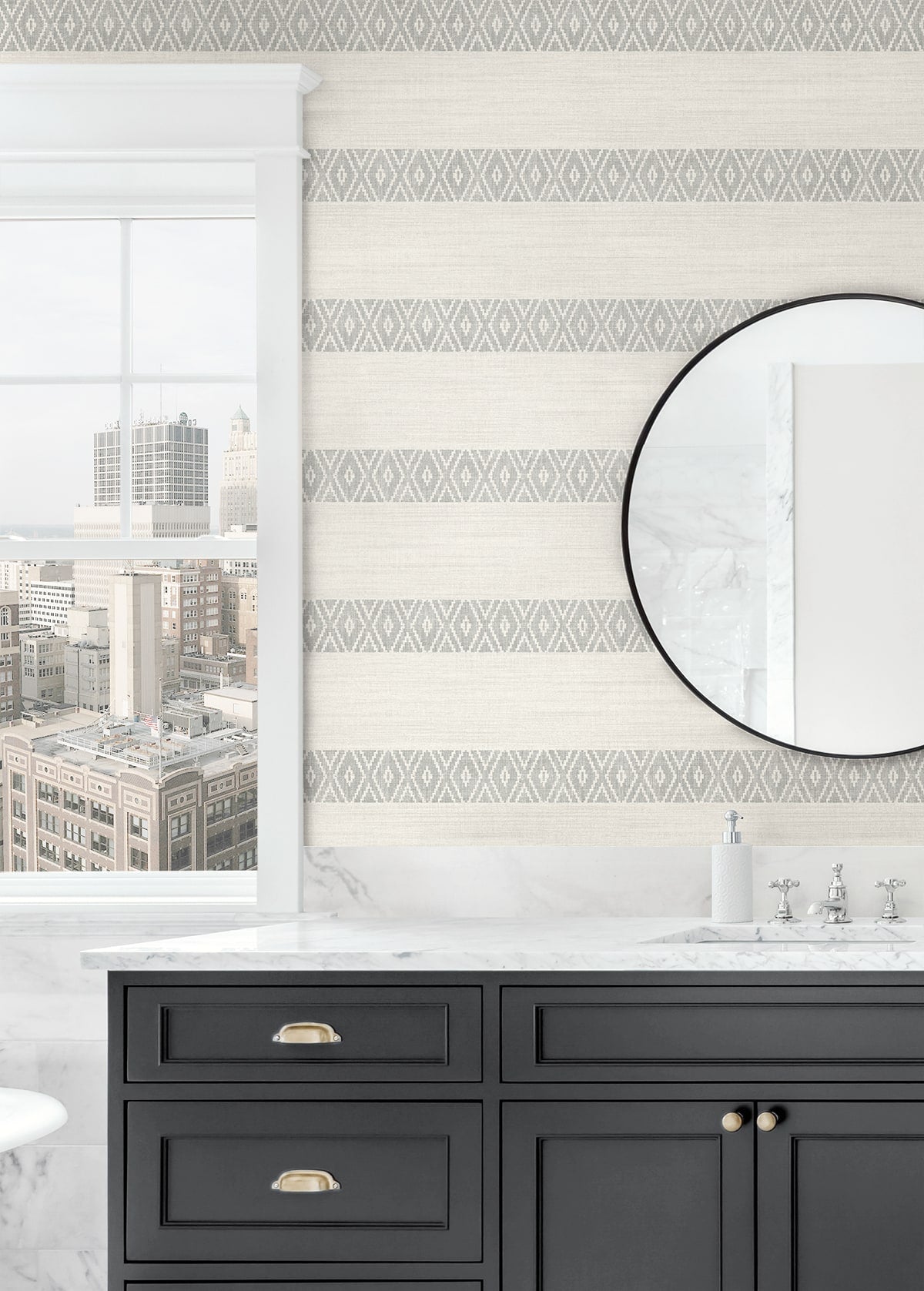 Alani Geo Stripe Embossed Vinyl Unpasted Wallpaper