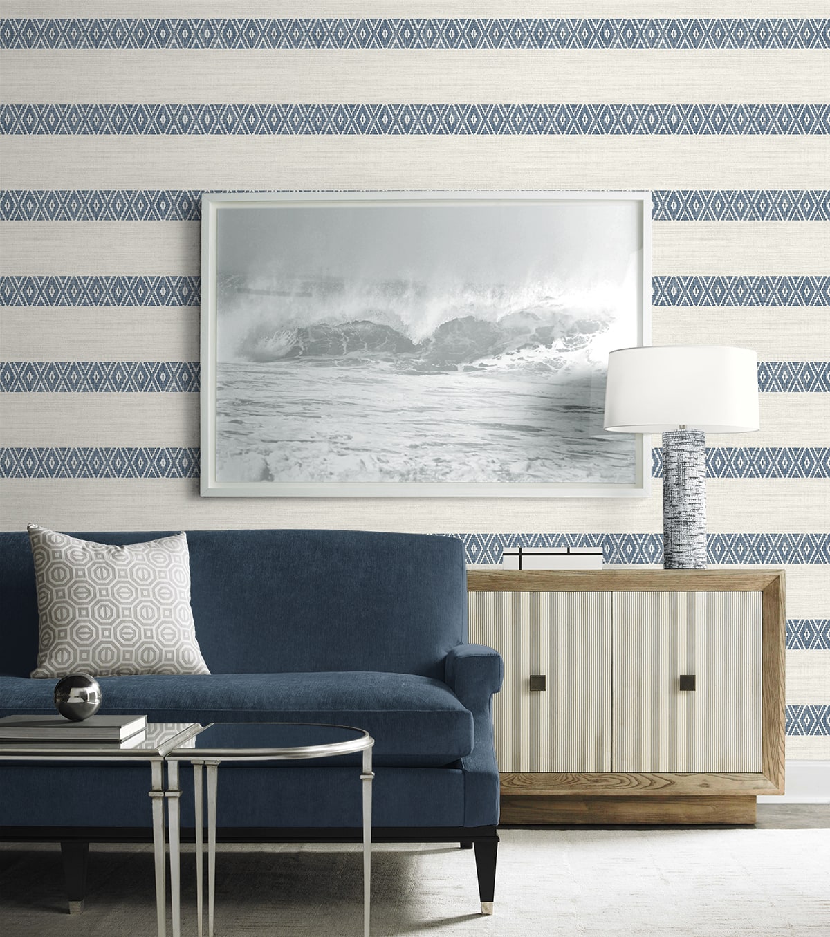 Alani Geo Stripe Embossed Vinyl Unpasted Wallpaper