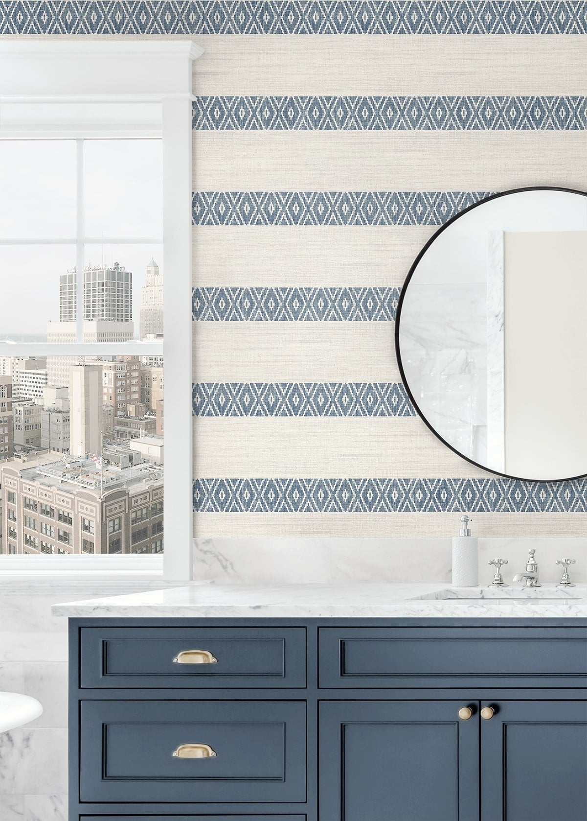 Alani Geo Stripe Embossed Vinyl Unpasted Wallpaper