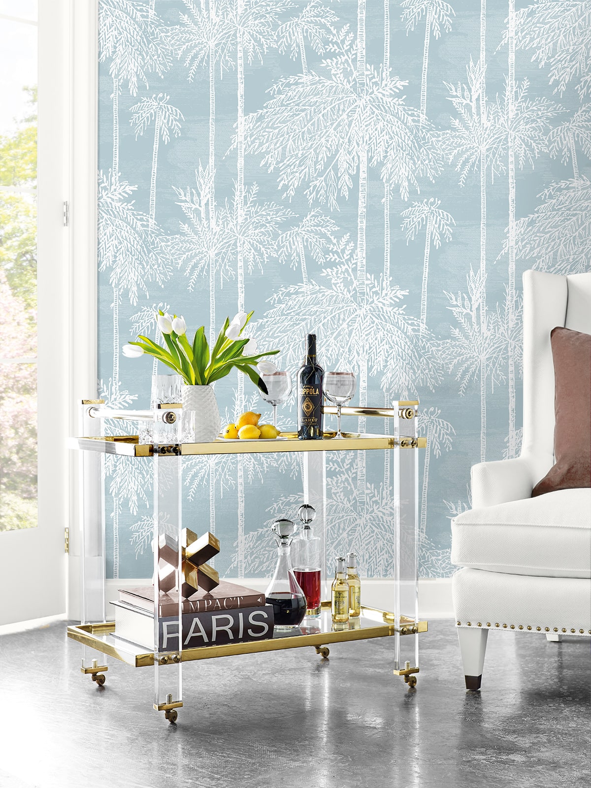 Palm Grove Embossed Vinyl Unpasted Wallpaper
