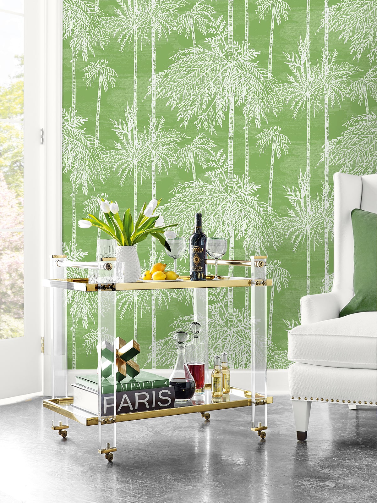Palm Grove Embossed Vinyl Unpasted Wallpaper