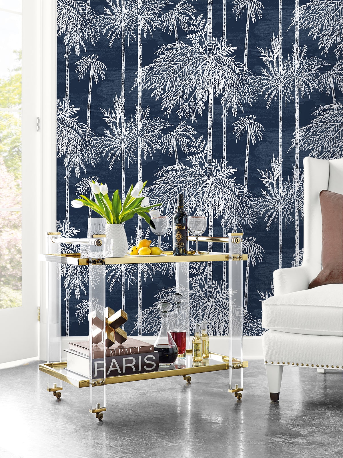 Palm Grove Embossed Vinyl Unpasted Wallpaper