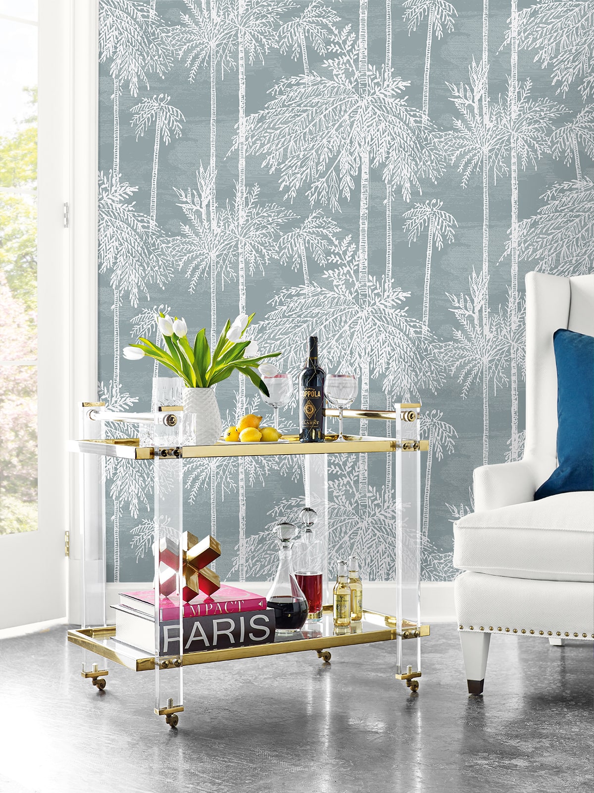 Palm Grove Embossed Vinyl Unpasted Wallpaper