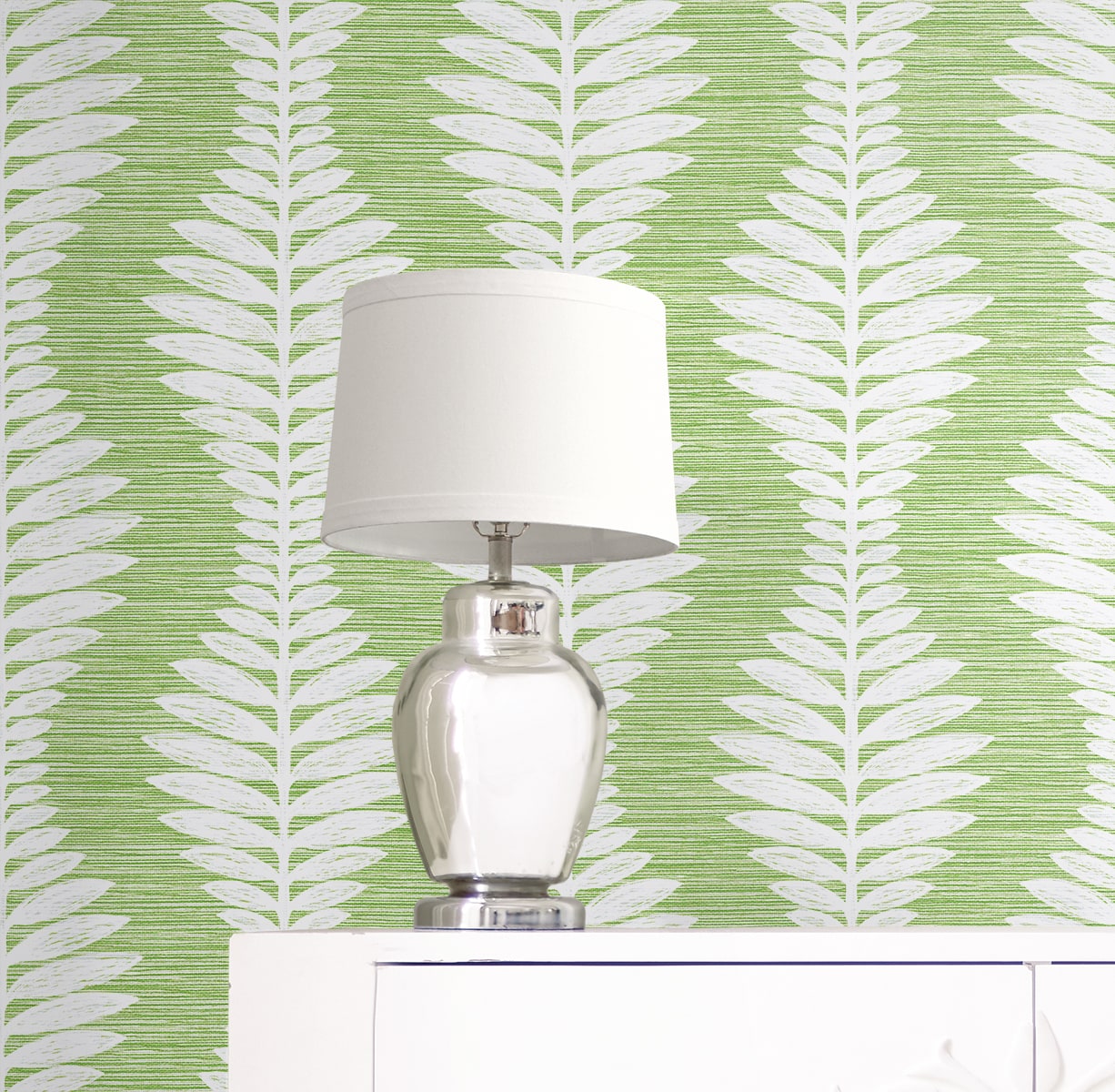 Carina Leaf Ogee Embossed Vinyl Unpasted Wallpaper