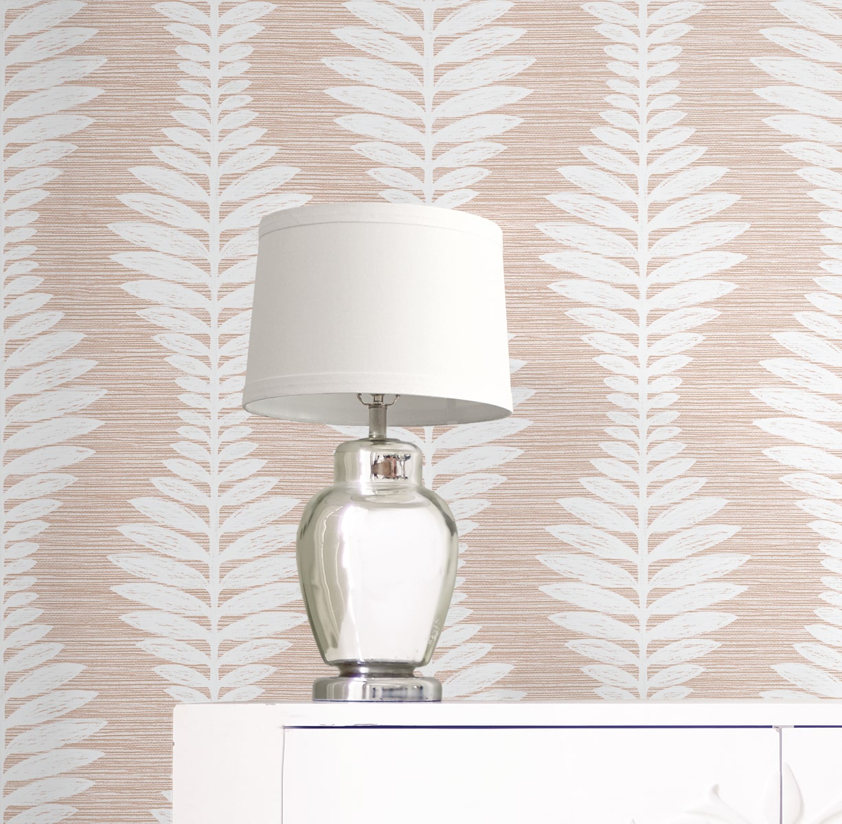 Carina Leaf Ogee Embossed Vinyl Unpasted Wallpaper