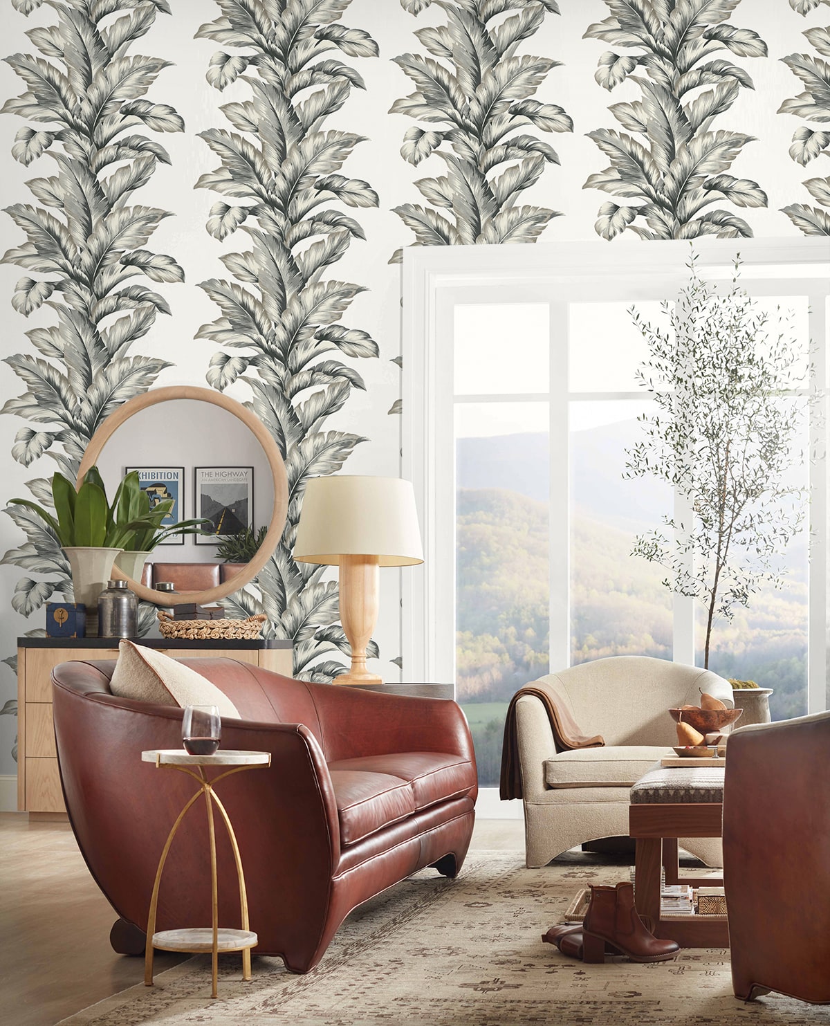 Banana Springs Palm Leaf Embossed Vinyl Unpasted Wallpaper