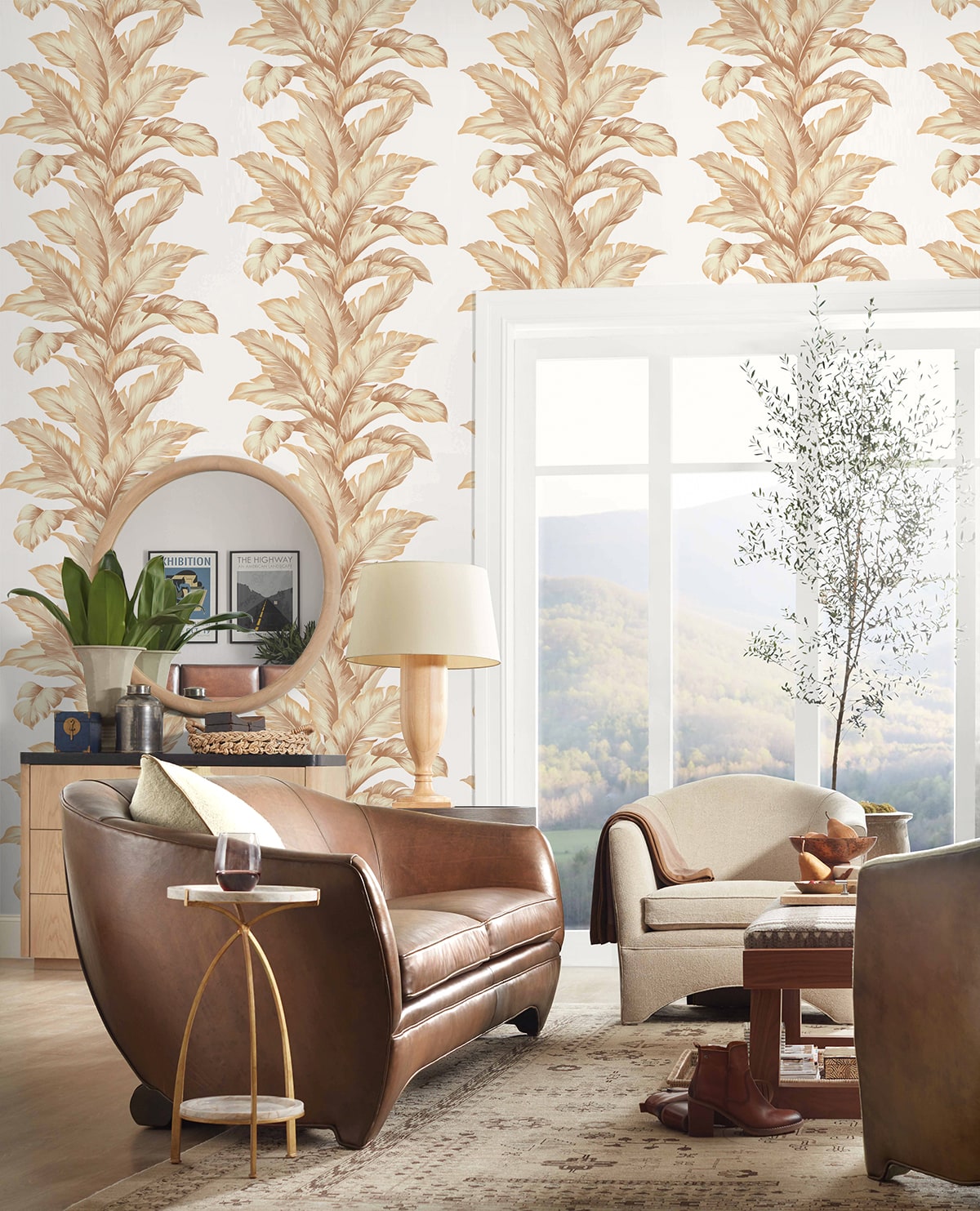 Banana Springs Palm Leaf Embossed Vinyl Unpasted Wallpaper