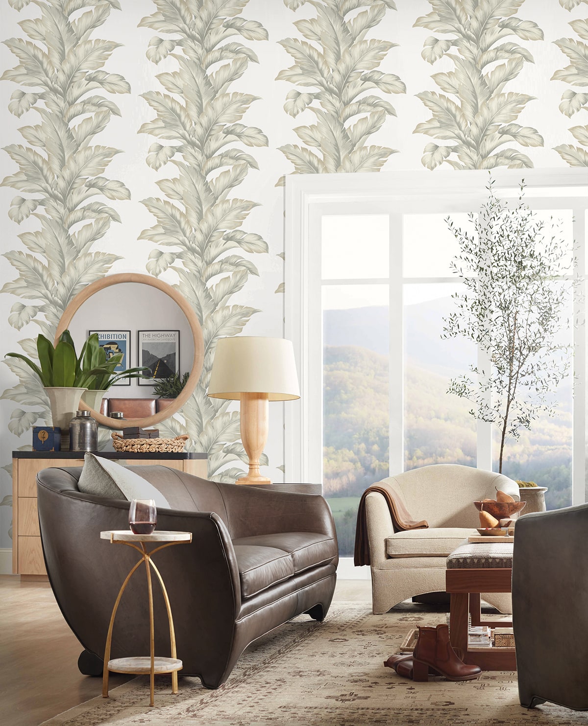Banana Springs Palm Leaf Embossed Vinyl Unpasted Wallpaper