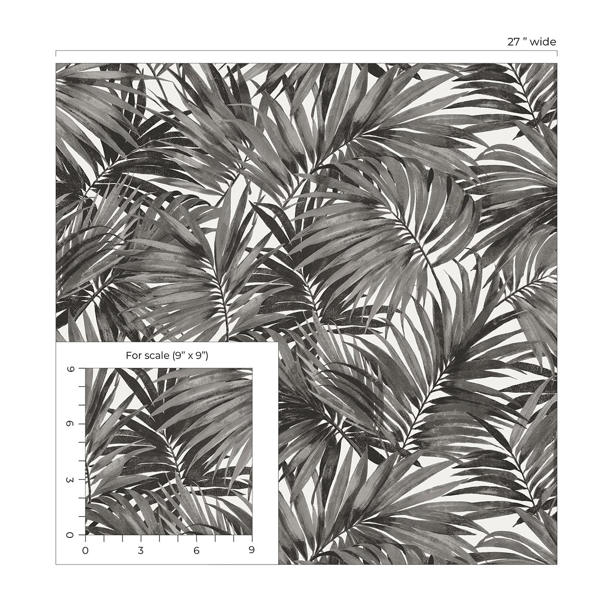 Cordelia Tossed Palms Embossed Vinyl Unpasted Wallpaper