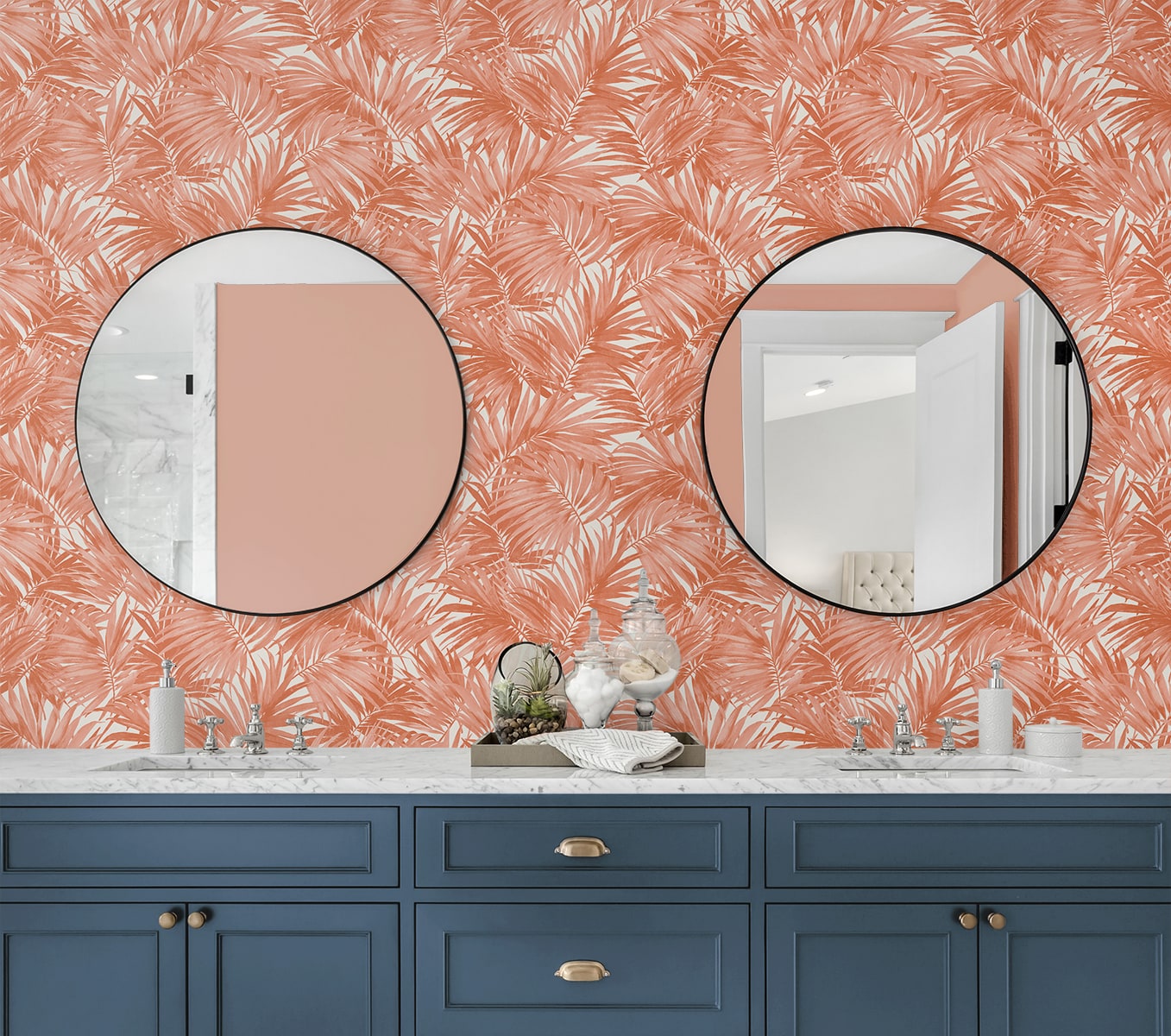 Cordelia Tossed Palms Embossed Vinyl Unpasted Wallpaper