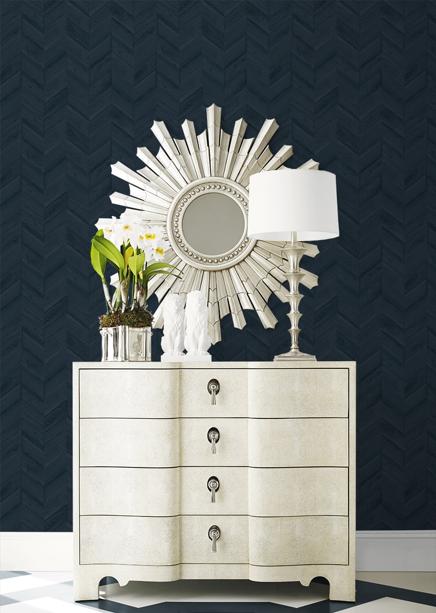 Keone Bay Chevron Embossed Vinyl Unpasted Wallpaper