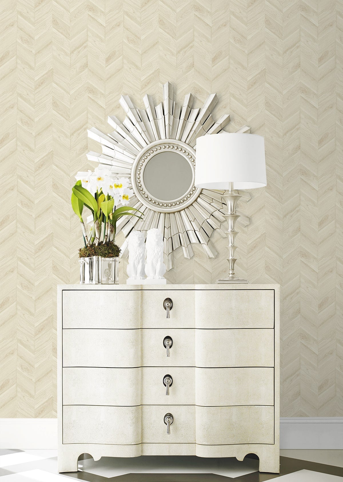 Keone Bay Chevron Embossed Vinyl Unpasted Wallpaper