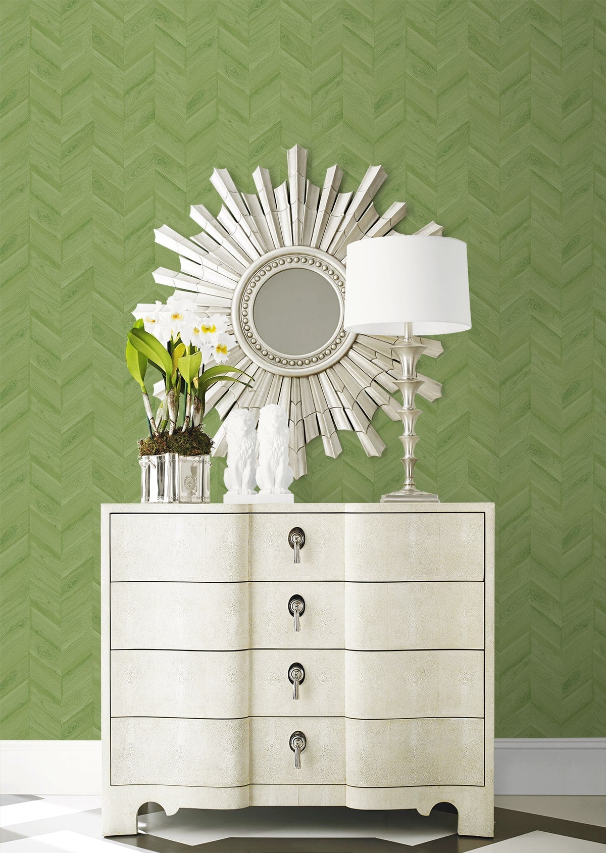 Keone Bay Chevron Embossed Vinyl Unpasted Wallpaper
