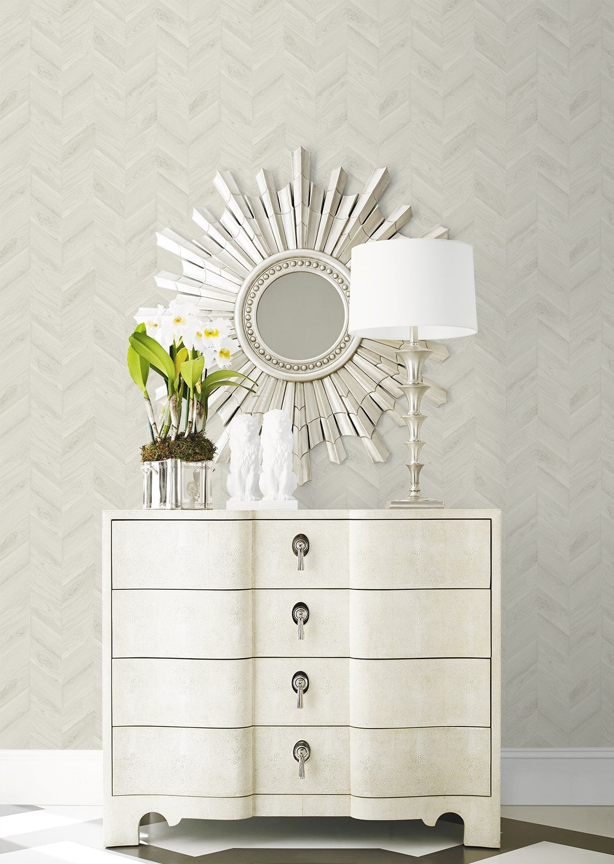 Keone Bay Chevron Embossed Vinyl Unpasted Wallpaper