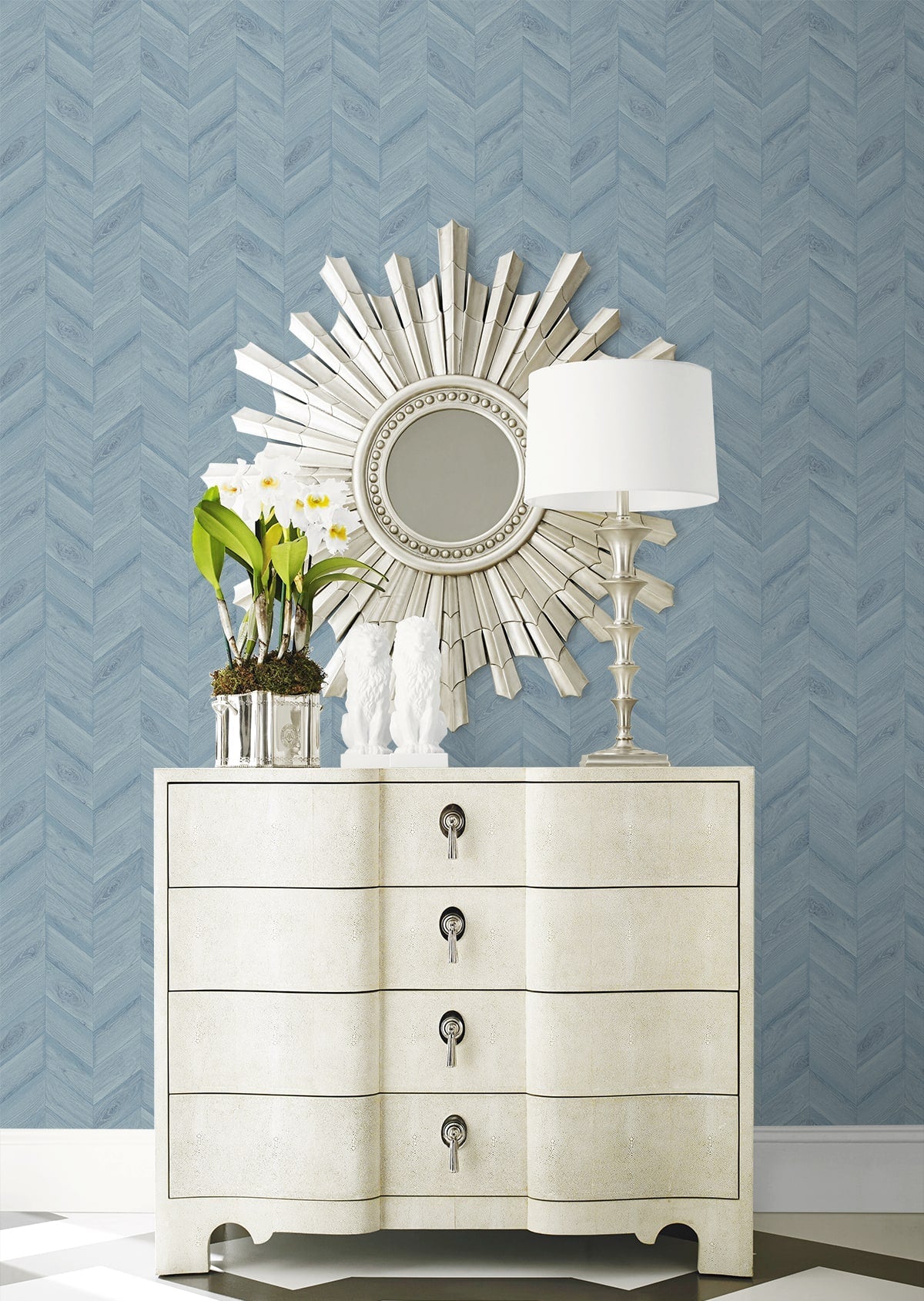 Keone Bay Chevron Embossed Vinyl Unpasted Wallpaper