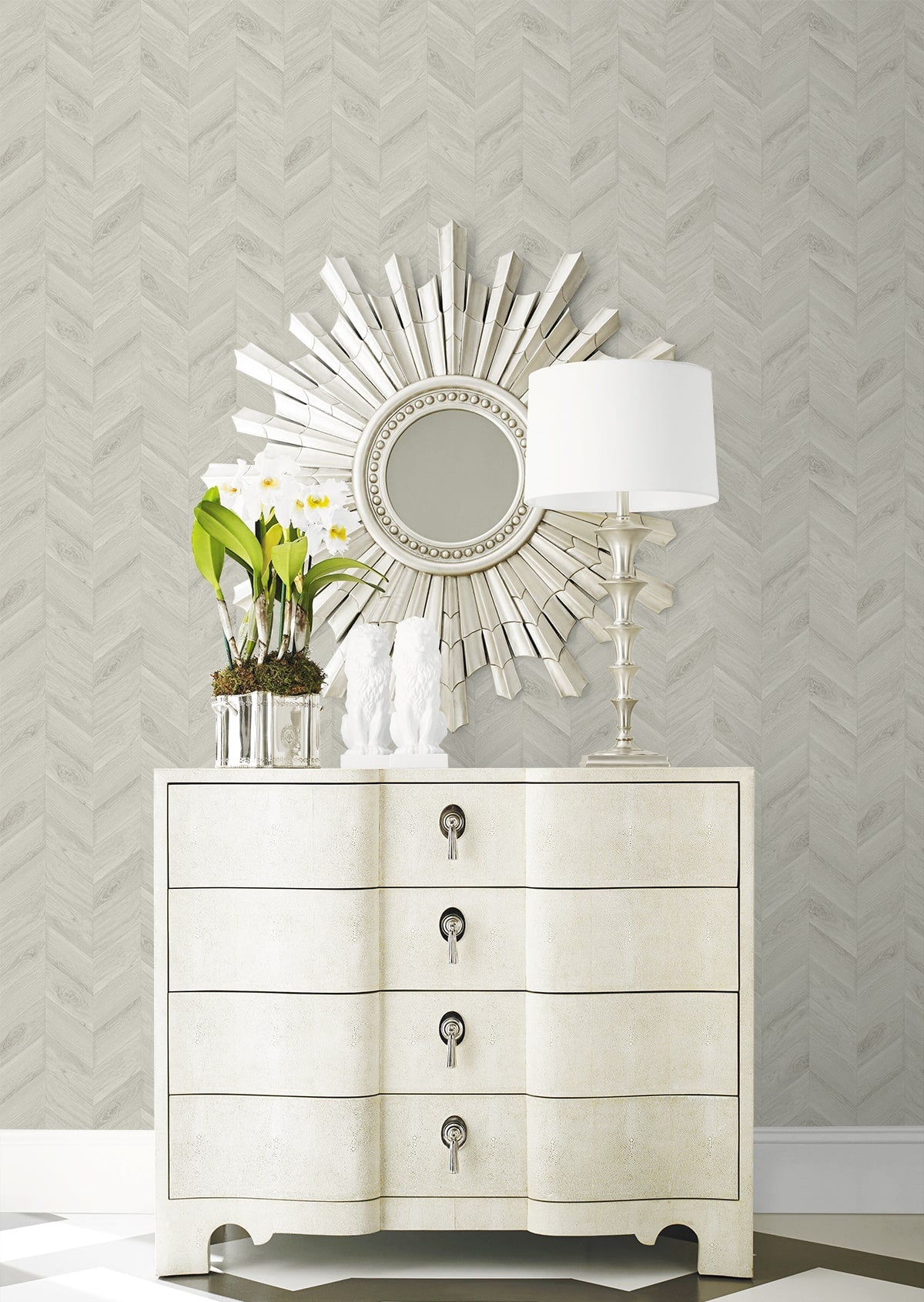 Keone Bay Chevron Embossed Vinyl Unpasted Wallpaper