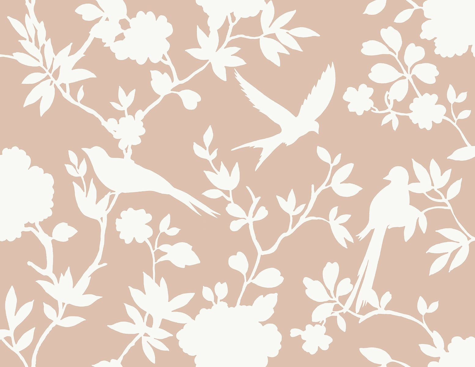 Kauai Bird Toile Embossed Vinyl Unpasted Wallpaper