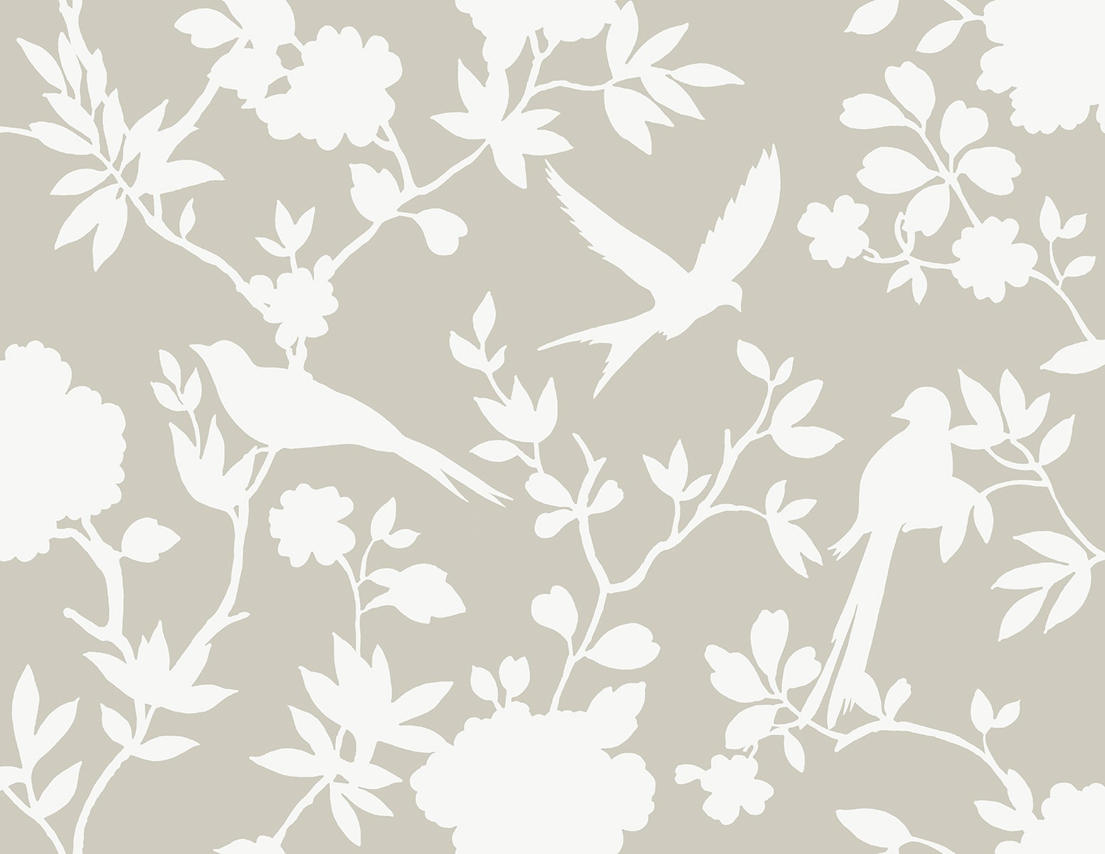 Kauai Bird Toile Embossed Vinyl Unpasted Wallpaper