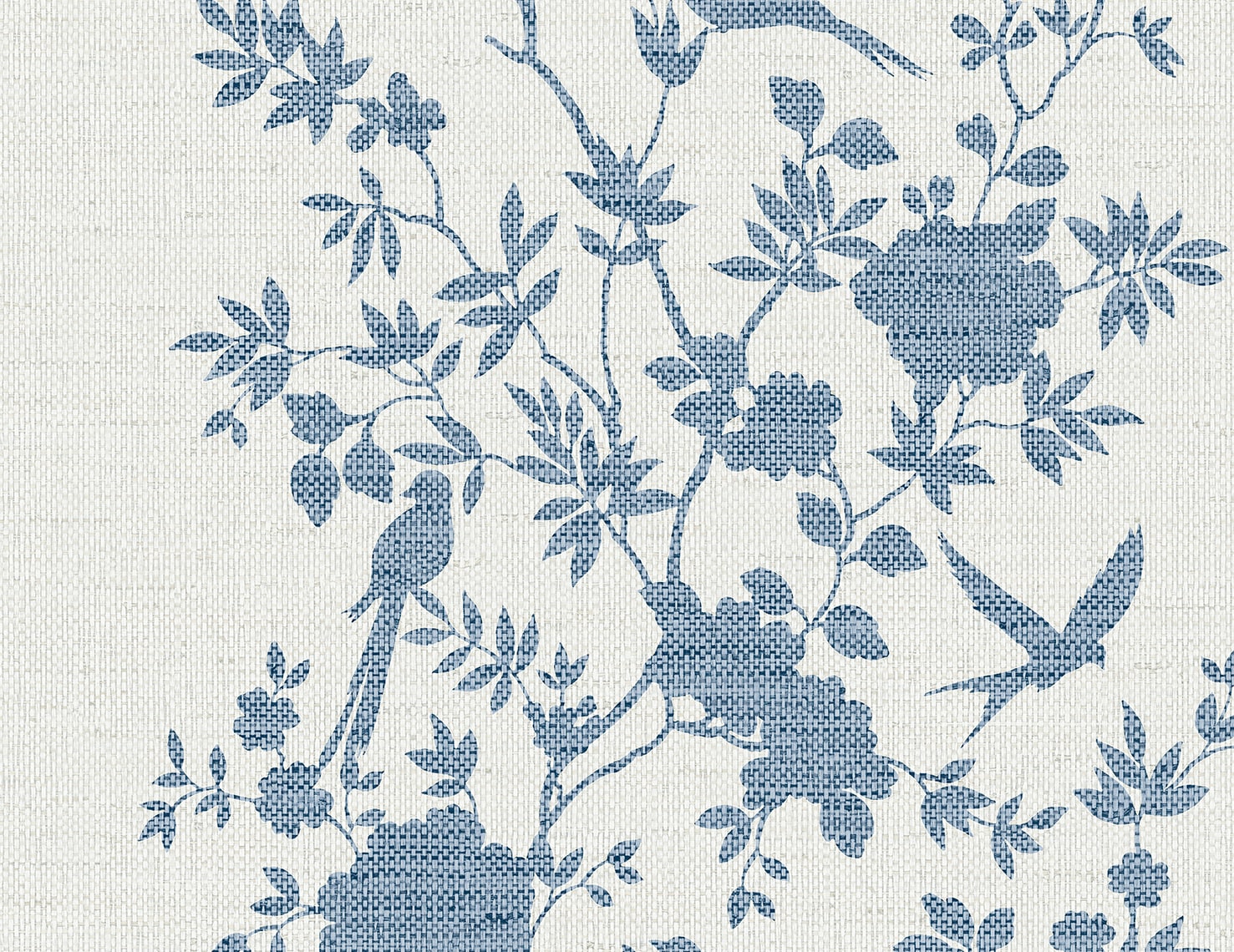 Aloha Bird Trail Chinoiserie Embossed Vinyl Unpasted Wallpaper