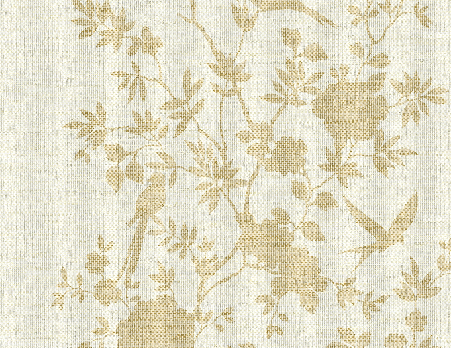 Aloha Bird Trail Chinoiserie Embossed Vinyl Unpasted Wallpaper