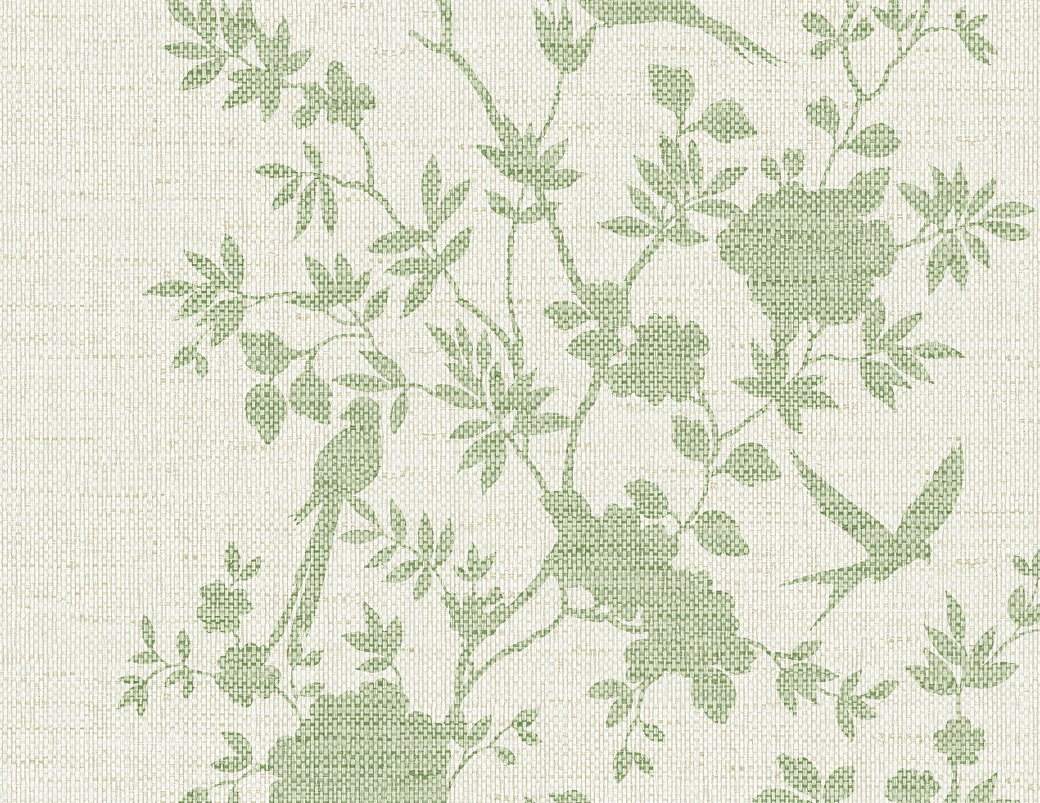 Aloha Bird Trail Chinoiserie Embossed Vinyl Unpasted Wallpaper