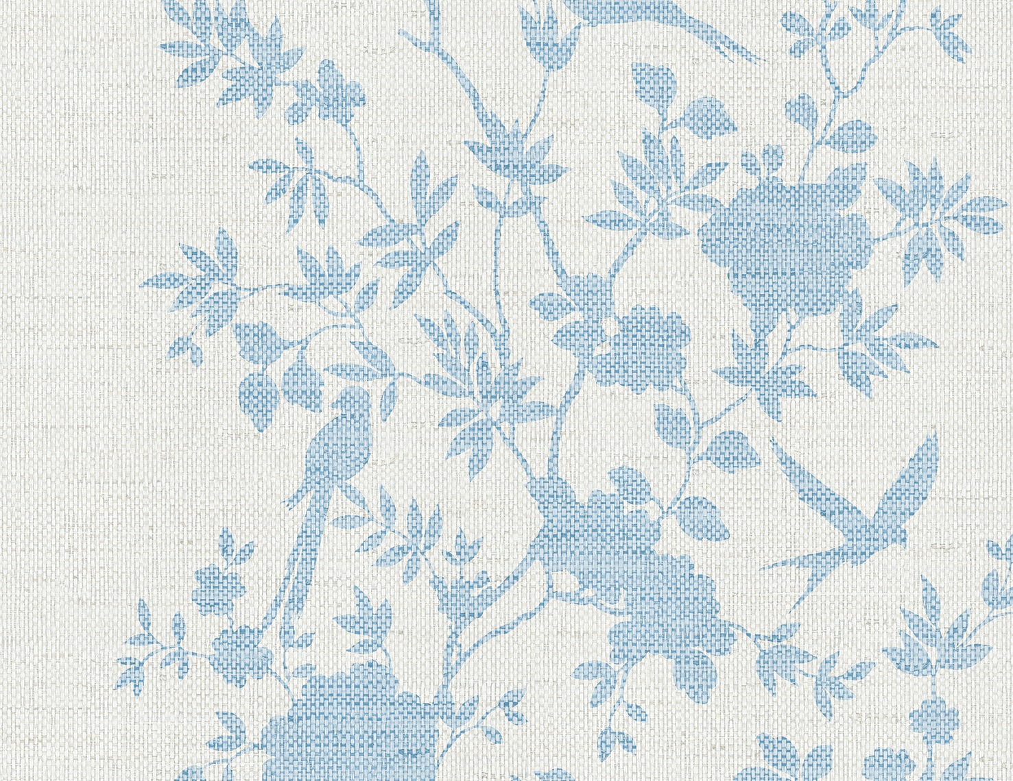 Aloha Bird Trail Chinoiserie Embossed Vinyl Unpasted Wallpaper