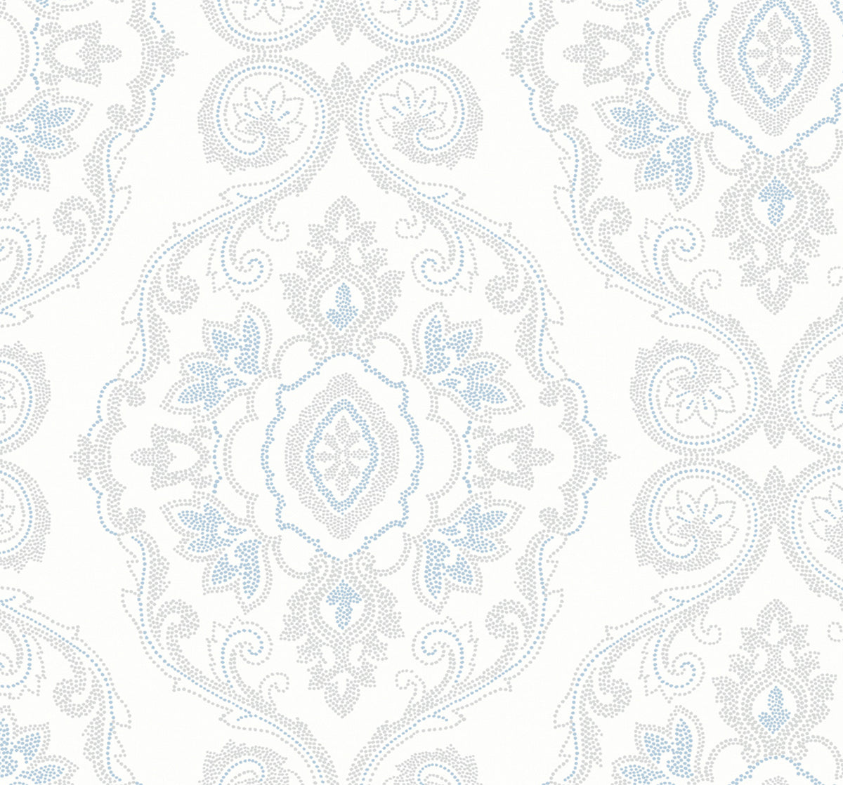 Beach House Nautical Damask Unpasted Wallpaper