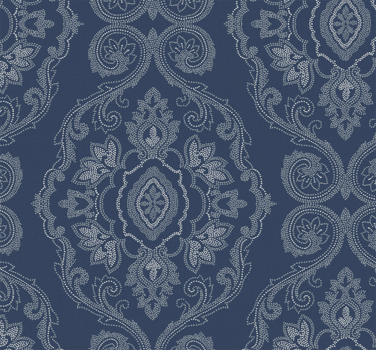 Beach House Nautical Damask Unpasted Wallpaper