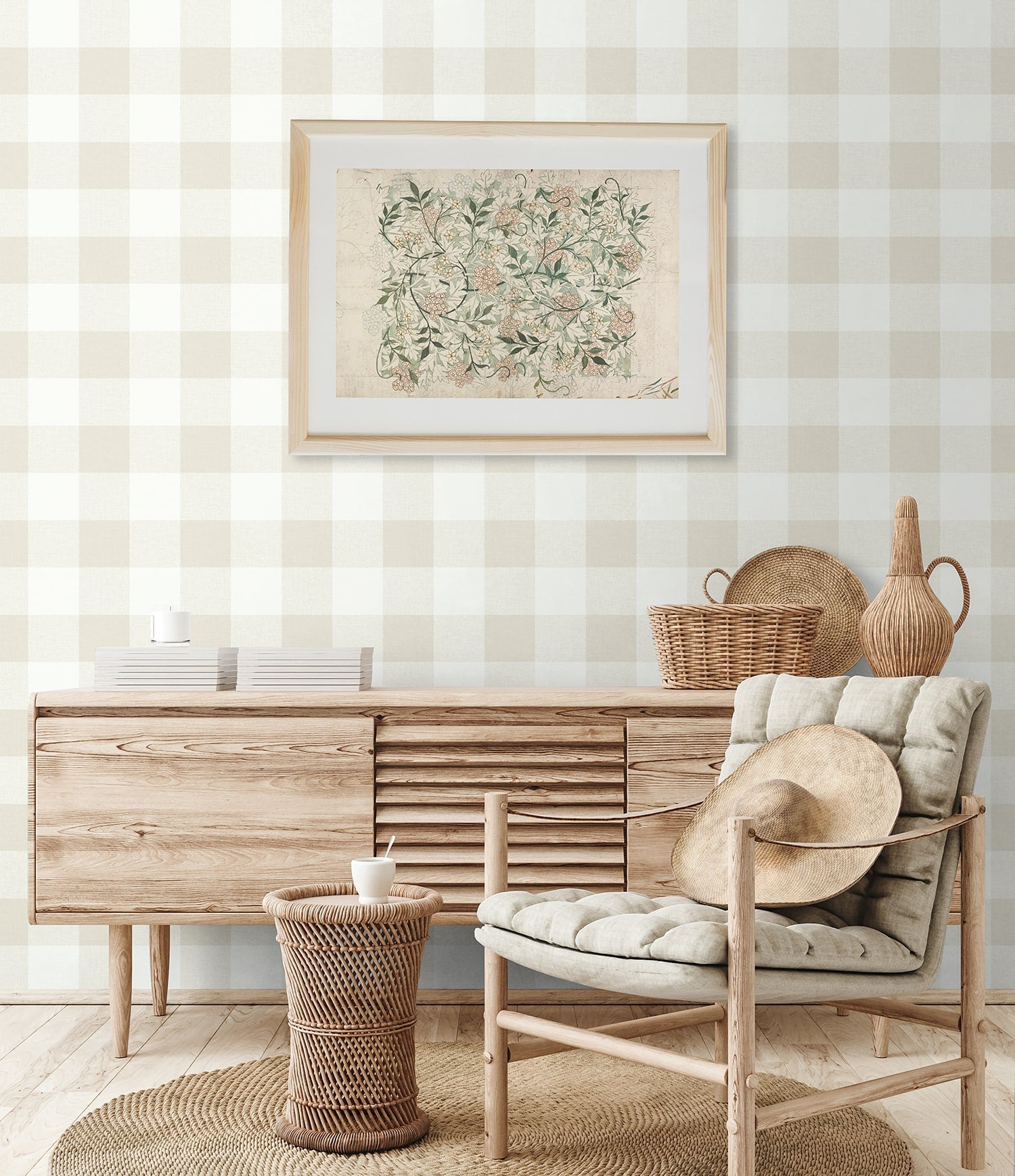 Beach House Picnic Plaid Coastal Unpasted Wallpaper