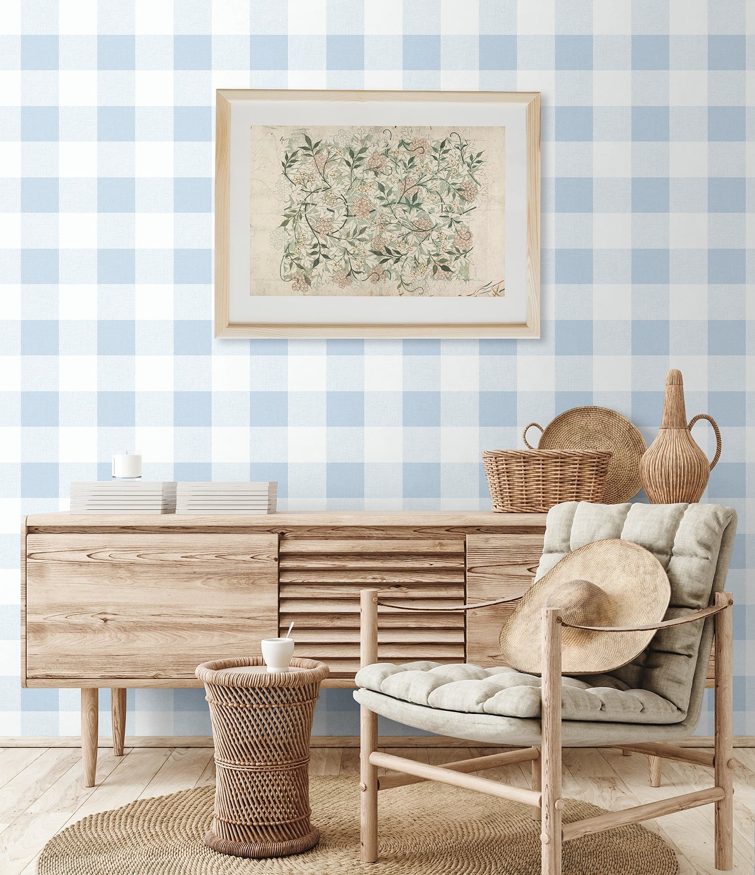 Beach House Picnic Plaid Coastal Unpasted Wallpaper