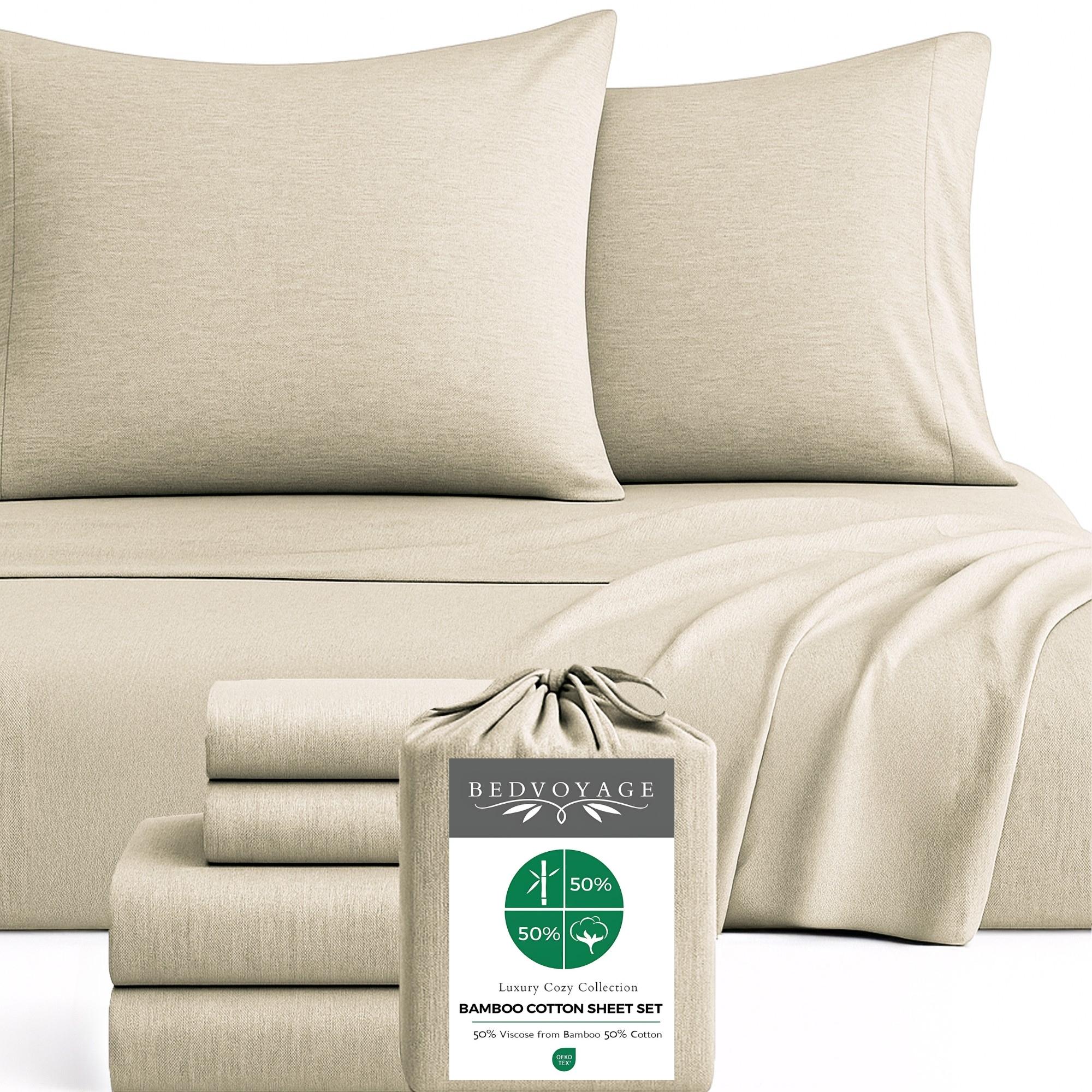 Bamboo Cotton Bed Sheets - Sand