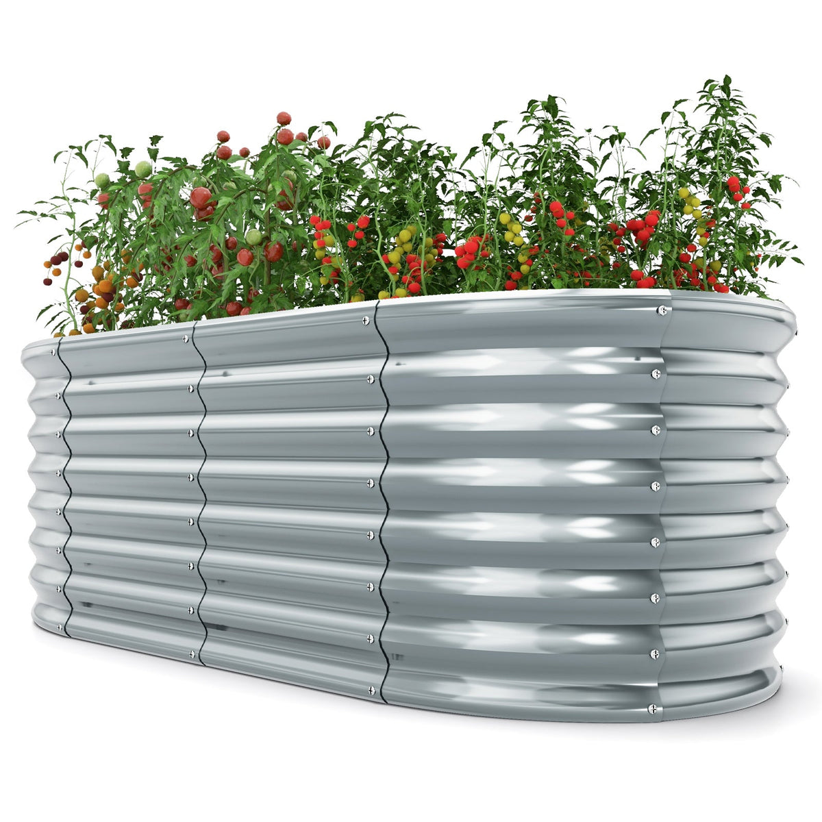 5 x 3 x 2 Feet Metal Oval Raised Garden Bed -Gray
