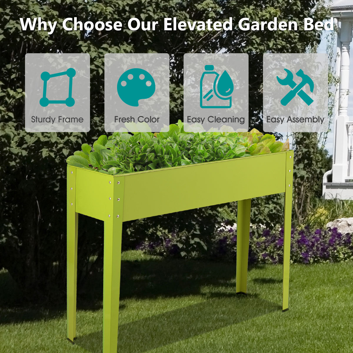 Metal Raised Garden Bed with Legs and Drainage Holes