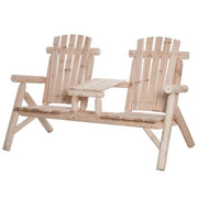 Adirondack Patio 2 Chair Lounger with Center Coffee Table, Natural