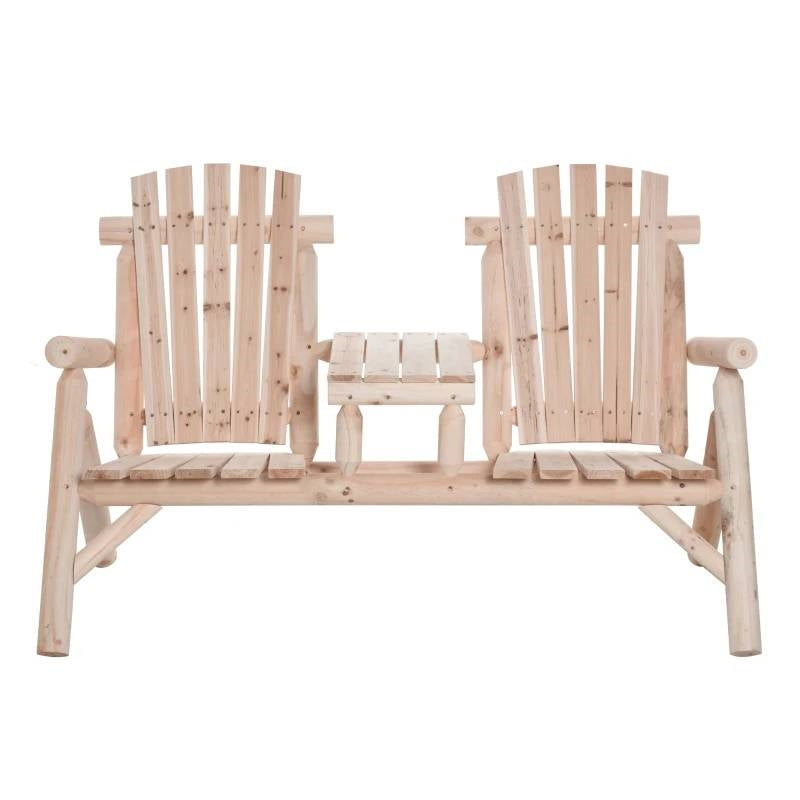Adirondack Patio 2 Chair Lounger with Center Coffee Table, Natural
