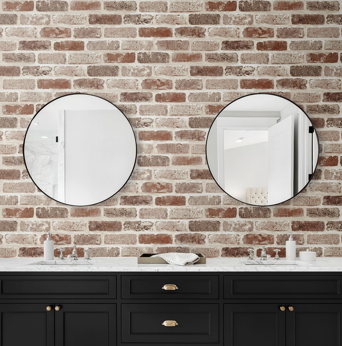 Washed Faux Brick Peel and Stick Removable Wallpaper