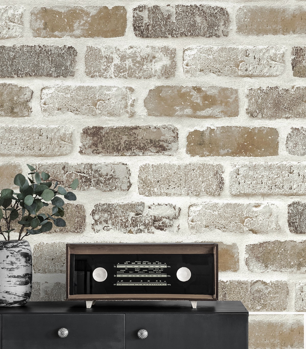 Washed Faux Brick Peel and Stick Removable Wallpaper