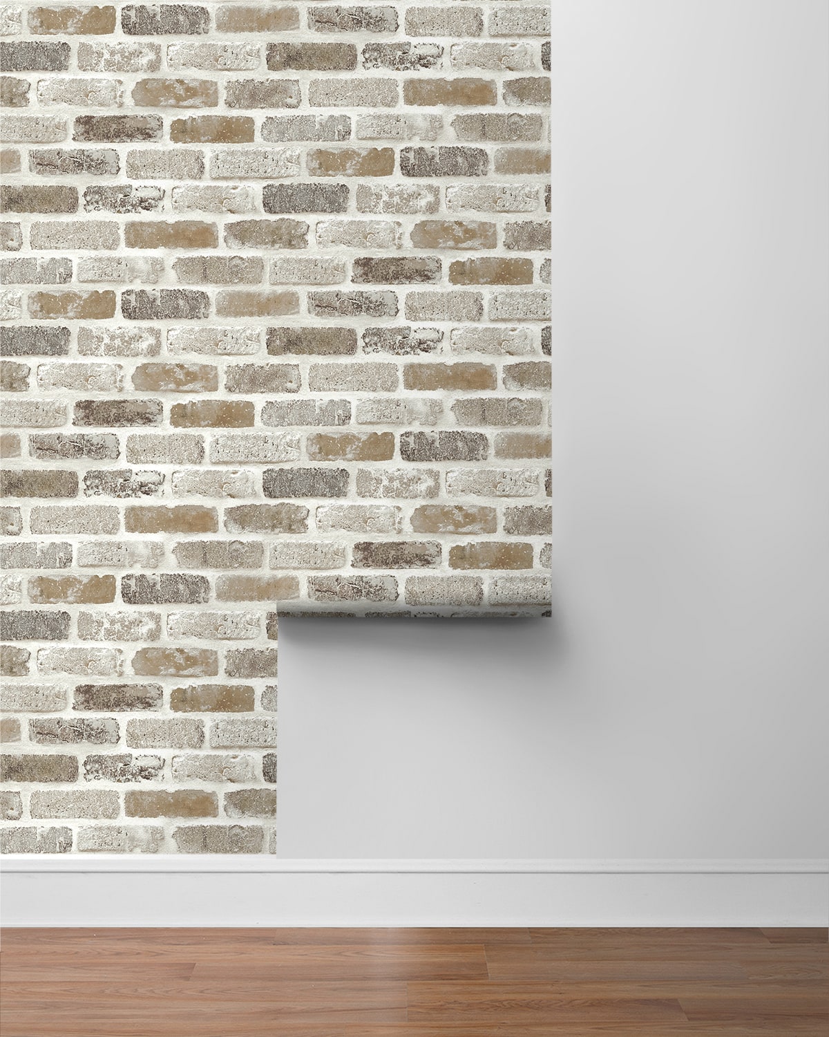 Washed Faux Brick Peel and Stick Removable Wallpaper