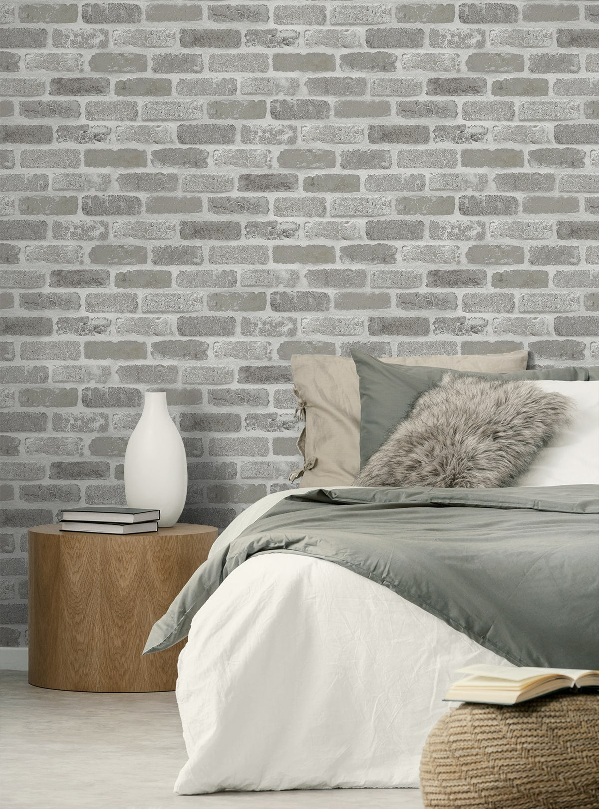 Washed Faux Brick Peel and Stick Removable Wallpaper