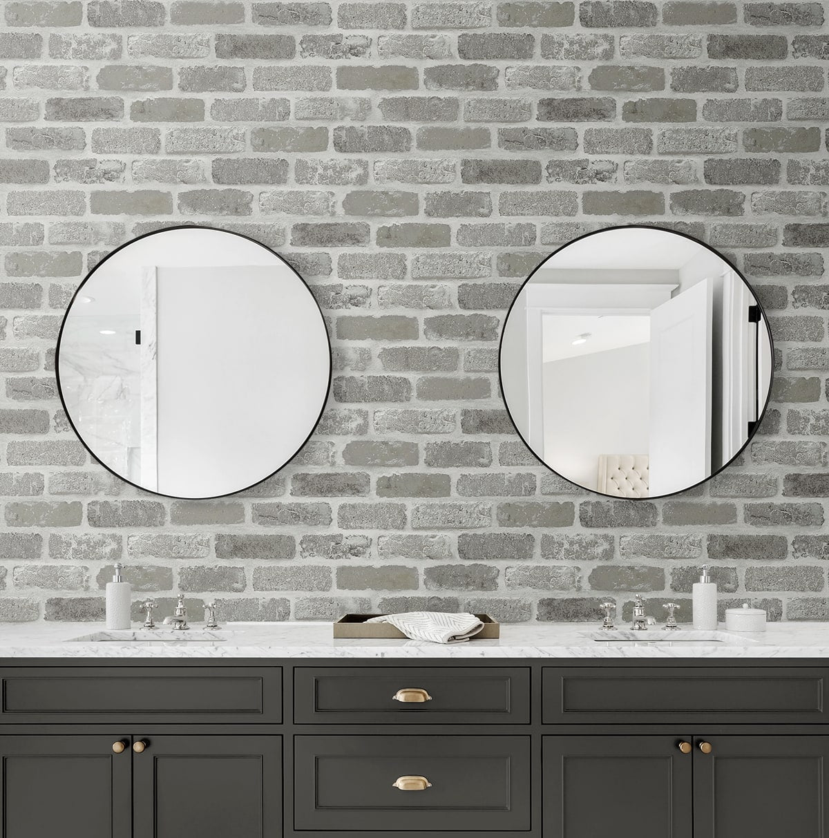 Washed Faux Brick Peel and Stick Removable Wallpaper