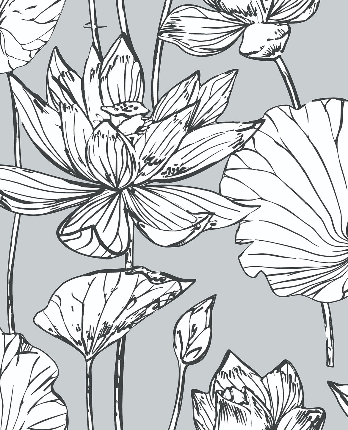 Lotus Floral Peel and Stick Removable Wallpaper