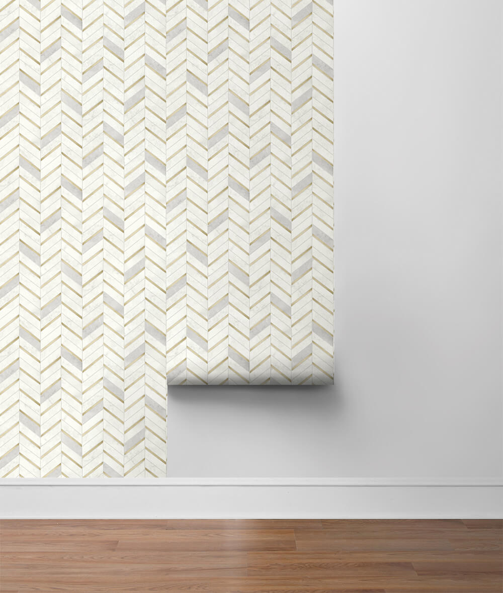 Chevron Faux Marble Tile Peel and Stick Removable Wallpaper