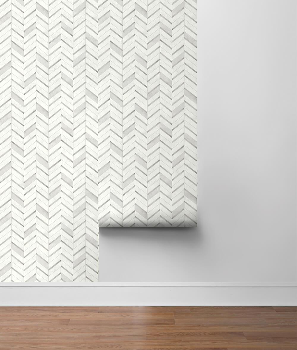 Chevron Faux Marble Tile Peel and Stick Removable Wallpaper