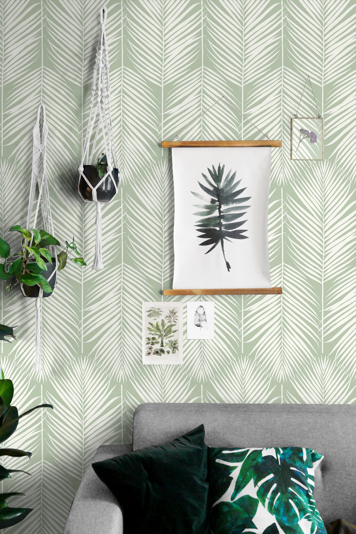 Palm Silhouette Peel and Stick Removable Wallpaper