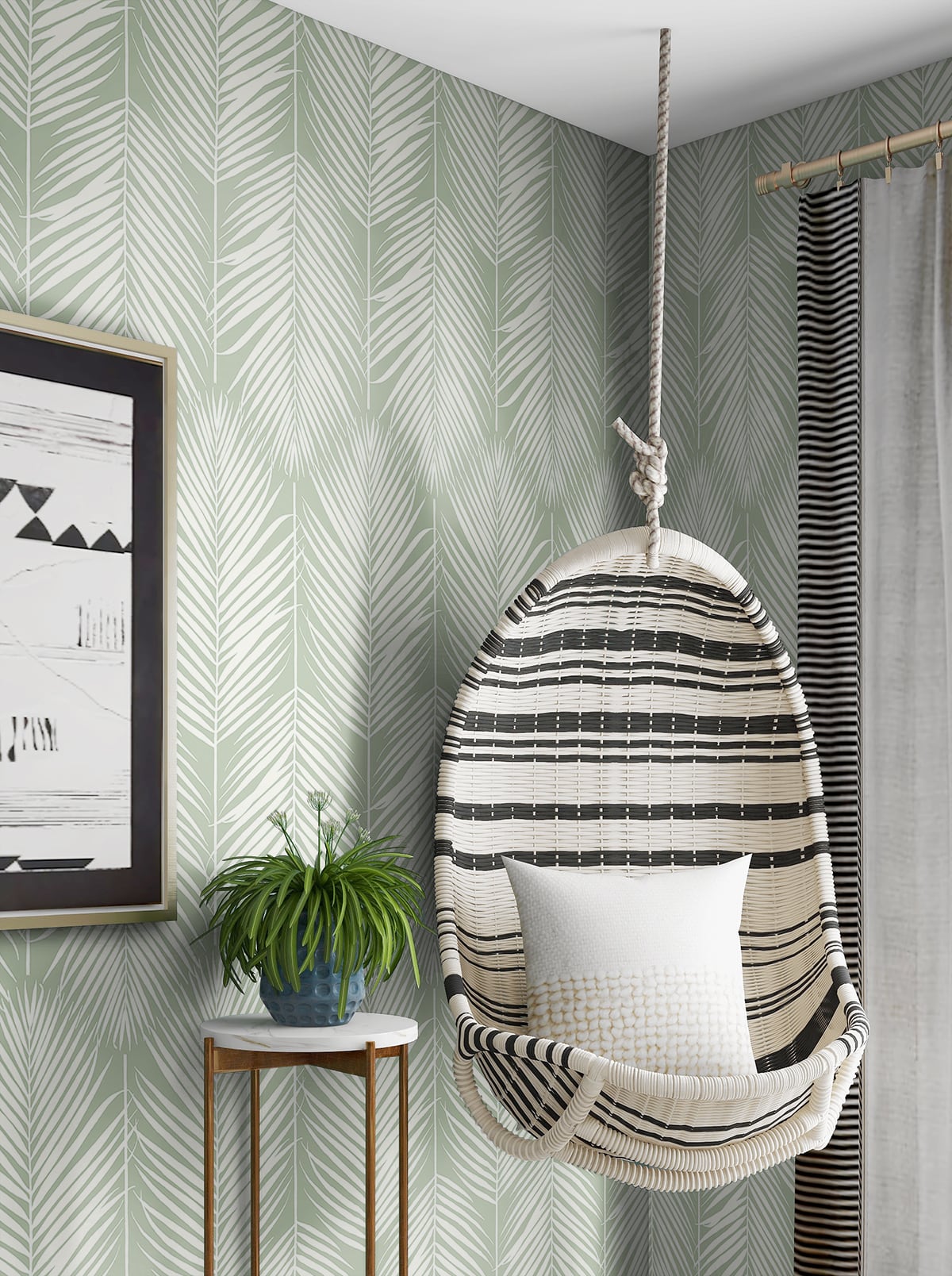 Palm Silhouette Peel and Stick Removable Wallpaper