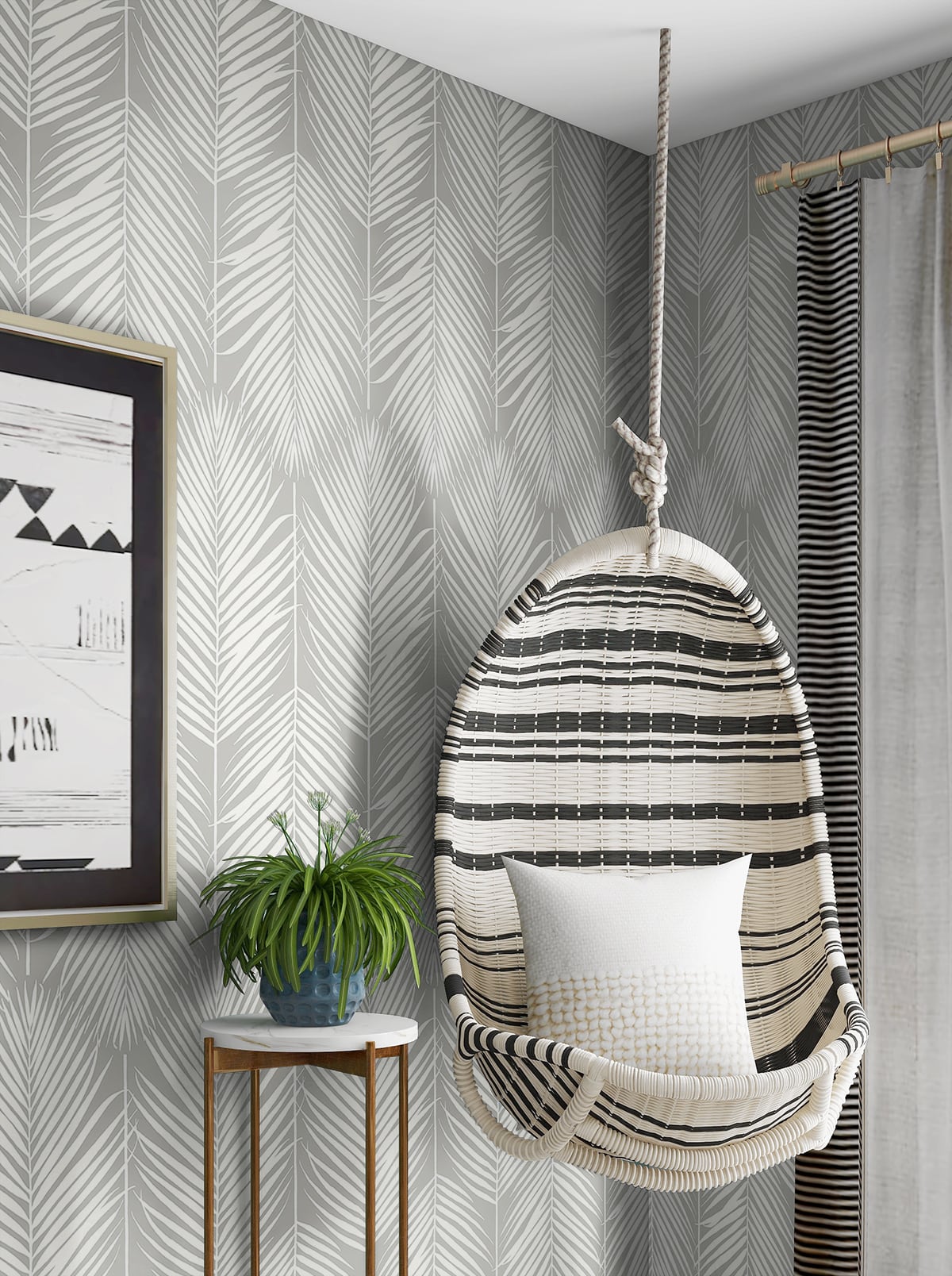 Palm Silhouette Peel and Stick Removable Wallpaper