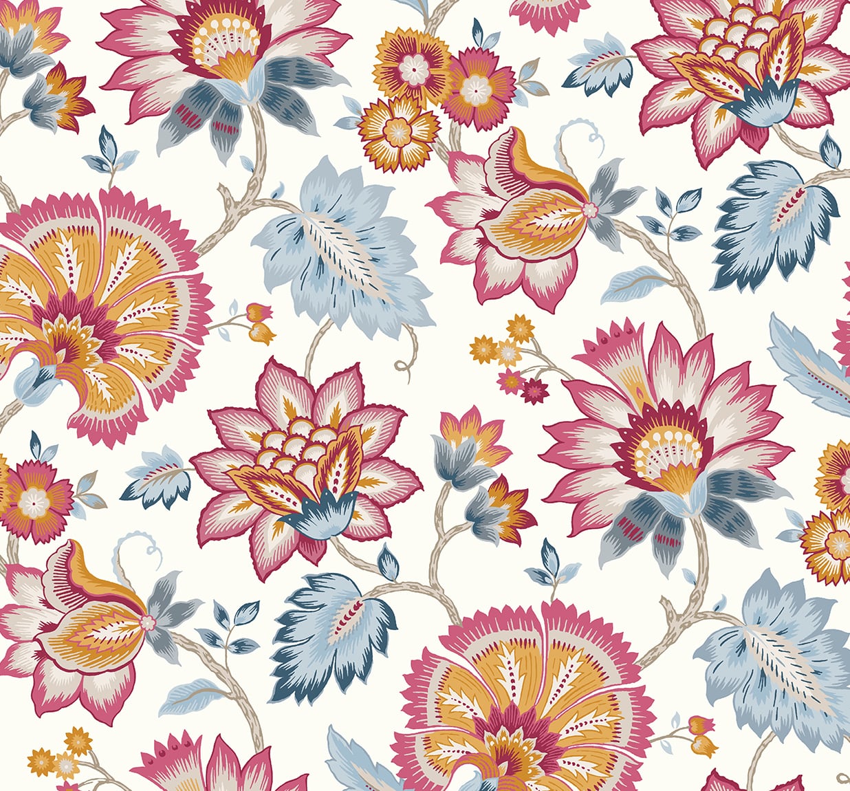 Jacobean Floral Peel and Stick Removable Wallpaper