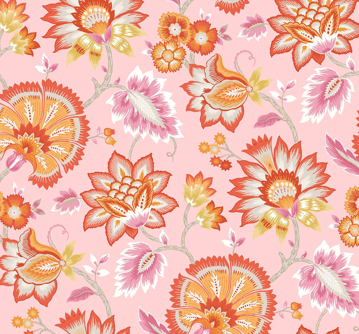 Jacobean Floral Peel and Stick Removable Wallpaper